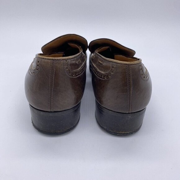 Salvatore Ferragamo Dress Shoes Brown Leather Tassel Wingtip Loafers